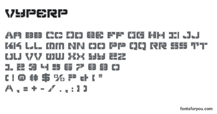 A fonte Vyperp – alfabeto, números, caracteres especiais