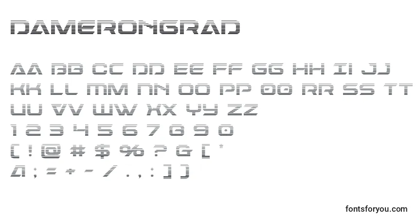 A fonte Damerongrad – alfabeto, números, caracteres especiais
