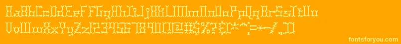 PincersBrk-Schriftart – Gelbe Schriften auf orangefarbenem Hintergrund