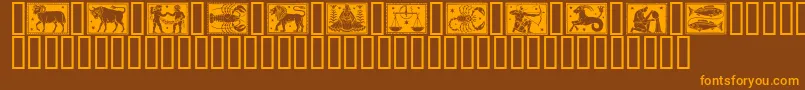 Fonte Zodiac01 – fontes laranjas em um fundo marrom