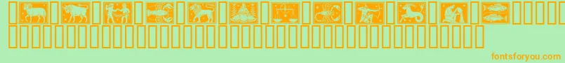 Weitere Informationen zur Zodiac01-Schriftart Zodiac01-Schriftart – Orangefarbene Schriften auf grünem Hintergrund