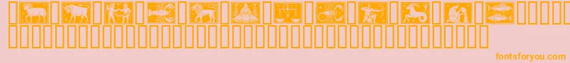 Zodiac01-Schriftart – Orangefarbene Schriften auf rosa Hintergrund