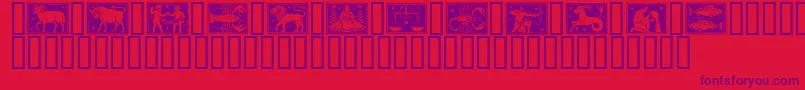Fonte Zodiac01 – fontes roxas em um fundo vermelho
