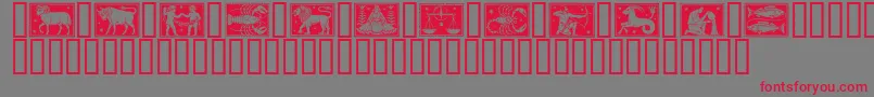 フォントZodiac01 – 赤い文字の灰色の背景