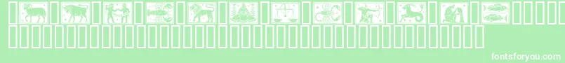 Zodiac01-Schriftart – Weiße Schriften auf grünem Hintergrund