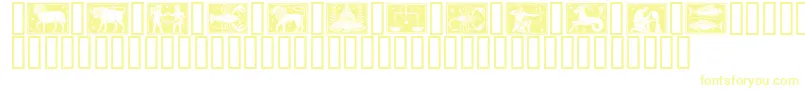 フォントZodiac01 – 白い背景に黄色の文字