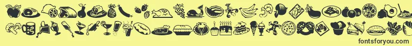 MiniPicsLilEdibles Font – Black Fonts on Yellow Background