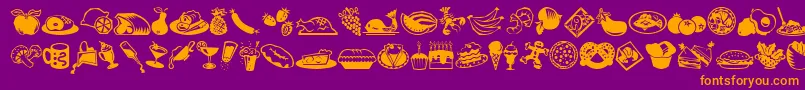 MiniPicsLilEdibles Font – Orange Fonts on Purple Background