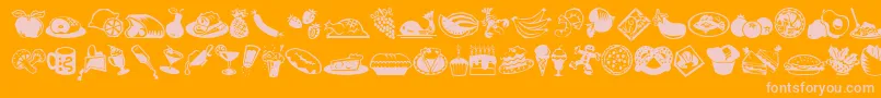 MiniPicsLilEdibles Font – Pink Fonts on Orange Background