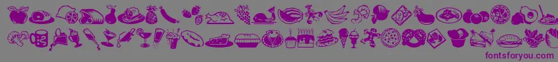 MiniPicsLilEdibles Font – Purple Fonts on Gray Background