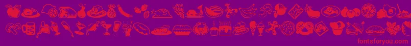 MiniPicsLilEdibles-Schriftart – Rote Schriften auf violettem Hintergrund