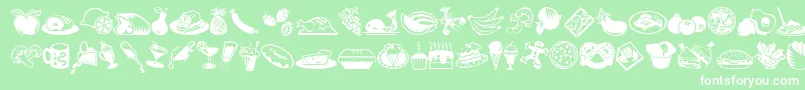 MiniPicsLilEdibles-Schriftart – Weiße Schriften auf grünem Hintergrund