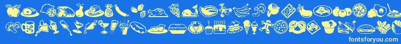 MiniPicsLilEdibles Font – Yellow Fonts on Blue Background