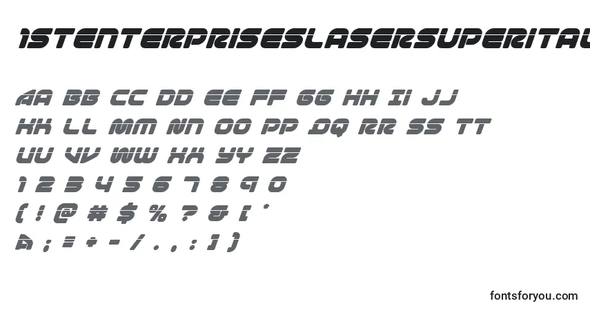 A fonte 1stenterpriseslasersuperital – alfabeto, números, caracteres especiais