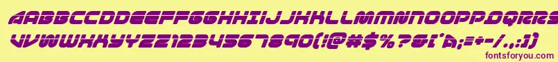 1stenterpriseslasersuperital Font – Purple Fonts on Yellow Background