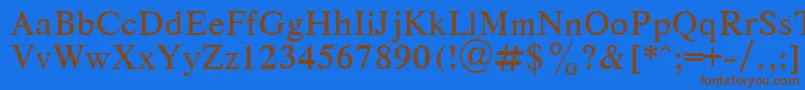 フォントRespect – 茶色の文字が青い背景にあります。