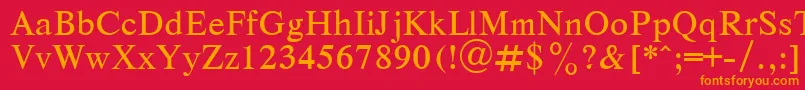 フォントRespect – 赤い背景にオレンジの文字