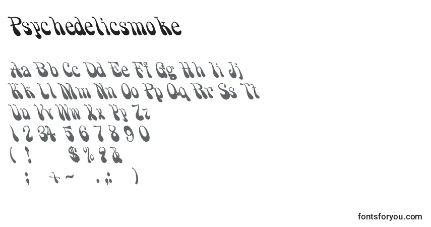 A fonte Psychedelicsmoke – alfabeto, números, caracteres especiais