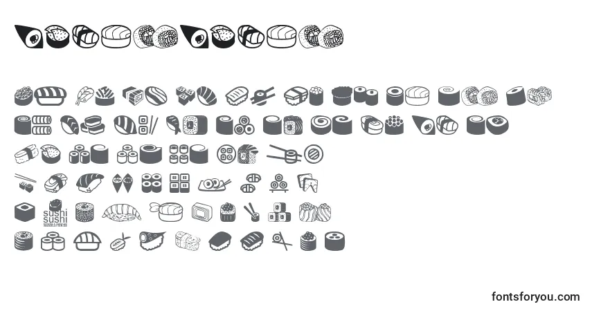 Czcionka SushiSushi – alfabet, cyfry, specjalne znaki