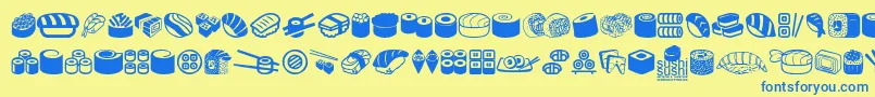 SushiSushi Font – Blue Fonts on Yellow Background
