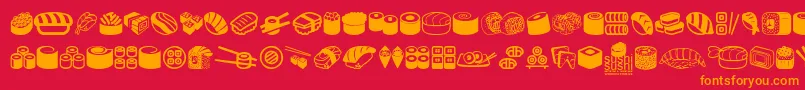 SushiSushi Font – Orange Fonts on Red Background