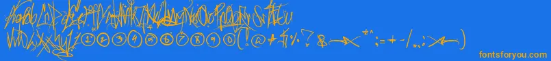 SickCapitalVice Font – Orange Fonts on Blue Background