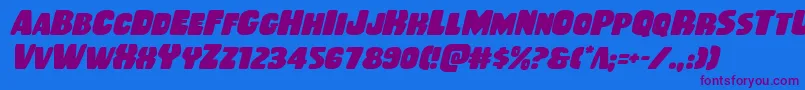 Rubberboyital Font – Purple Fonts on Blue Background