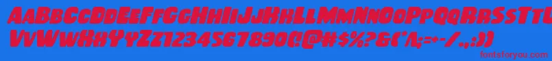 Rubberboyital Font – Red Fonts on Blue Background