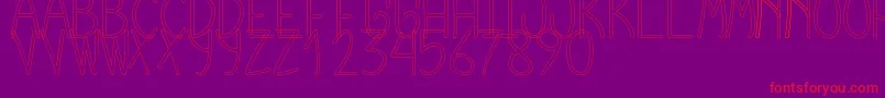 CursiExtraTfbHollow-Schriftart – Rote Schriften auf violettem Hintergrund