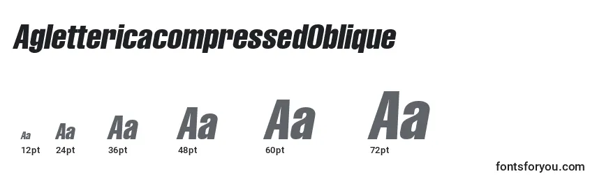 Размеры шрифта AglettericacompressedOblique