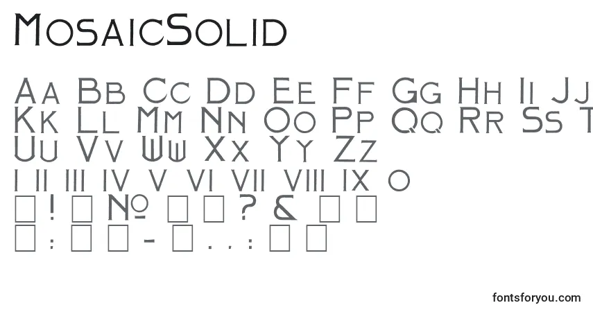 Czcionka MosaicSolid – alfabet, cyfry, specjalne znaki