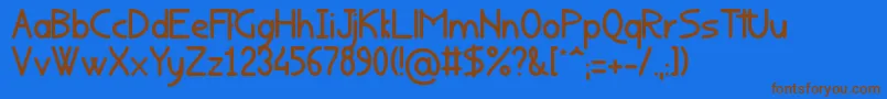 Rondouillard-Schriftart – Braune Schriften auf blauem Hintergrund