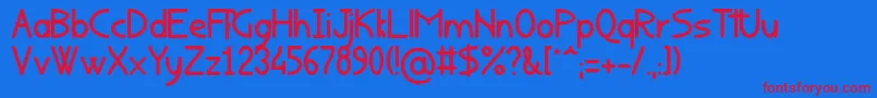 Rondouillard Font – Red Fonts on Blue Background