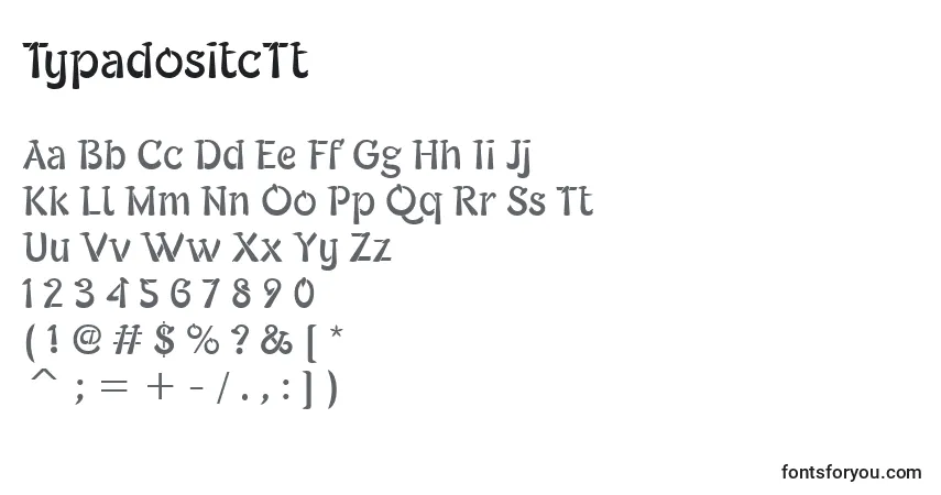 Schriftart TypadositcTt – Alphabet, Zahlen, spezielle Symbole
