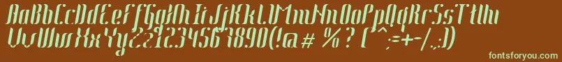 フォントJohannaItalic – 緑色の文字が茶色の背景にあります。
