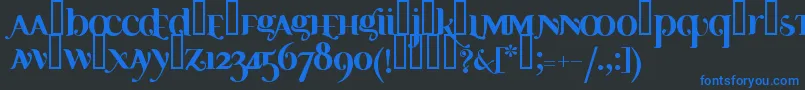 Ayosb-fontti – siniset fontit mustalla taustalla