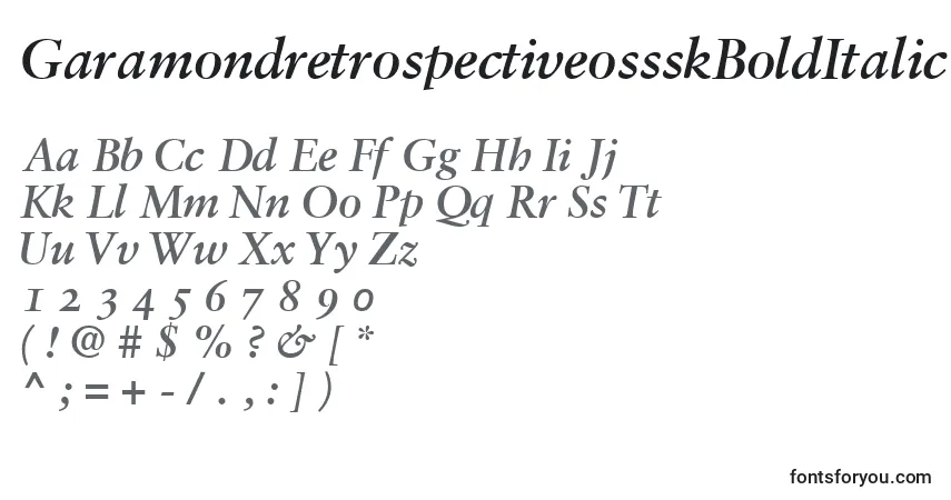 characters of garamondretrospectiveossskbolditalic font, letter of garamondretrospectiveossskbolditalic font, alphabet of  garamondretrospectiveossskbolditalic font
