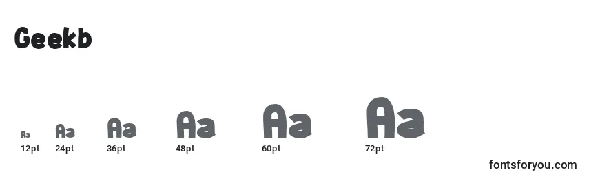 sizes of geekb font, geekb sizes