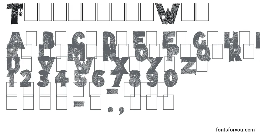 characters of tarentulasweb font, letter of tarentulasweb font, alphabet of  tarentulasweb font