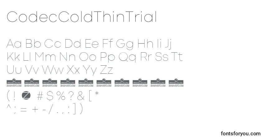 characters of codeccoldthintrial font, letter of codeccoldthintrial font, alphabet of  codeccoldthintrial font