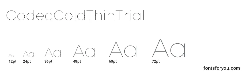 sizes of codeccoldthintrial font, codeccoldthintrial sizes