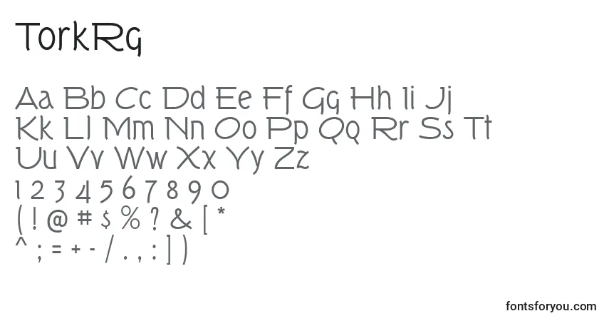 A fonte TorkRg – alfabeto, números, caracteres especiais