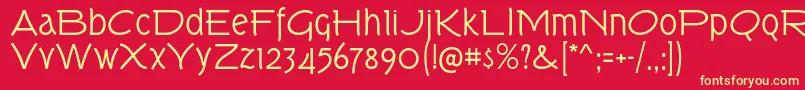 フォントTorkRg – 黄色の文字、赤い背景