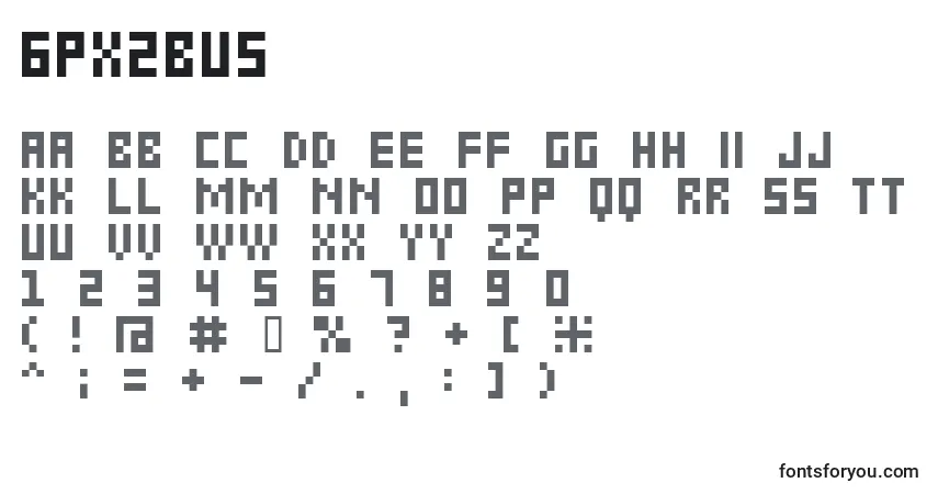A fonte 6px2bus – alfabeto, números, caracteres especiais