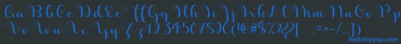 ApplesScriptDemo-fontti – siniset fontit mustalla taustalla