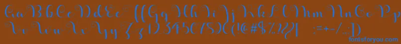 Шрифт ApplesScriptDemo – синие шрифты на коричневом фоне