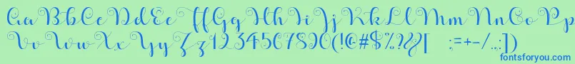 ApplesScriptDemo Font – Blue Fonts on Green Background