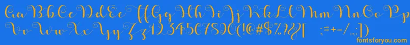 ApplesScriptDemo Font – Orange Fonts on Blue Background