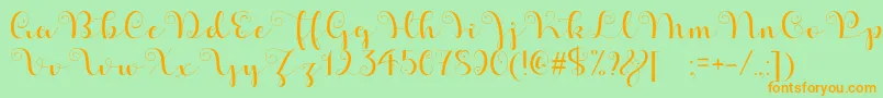 ApplesScriptDemo Font – Orange Fonts on Green Background