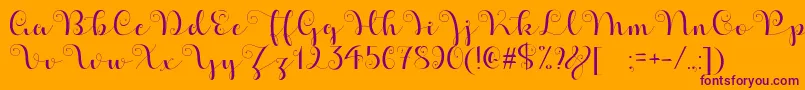 ApplesScriptDemo-Schriftart – Violette Schriften auf orangefarbenem Hintergrund